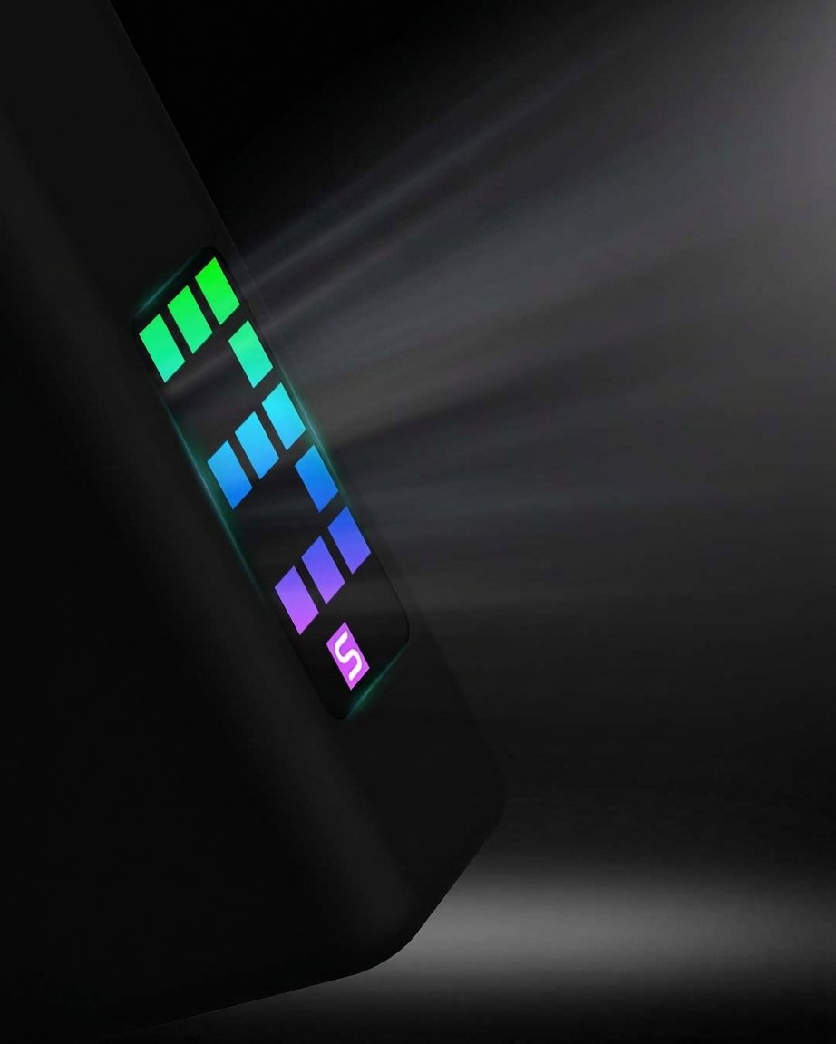 Screen UI with info-rich LED display